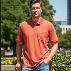 Men's rust Red Lands' End Polo Shirt size XL